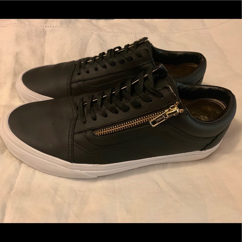 Black Leather Old Skool Vans